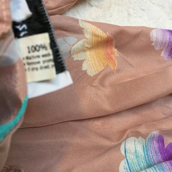 Vintage Helen Fabrikant Top Womens Button Front Floral Ruffle Shirt Size 8 Peach - Picture 3 of 10